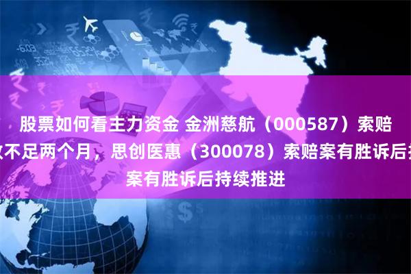 股票如何看主力资金 金洲慈航（000587）索赔诉讼时效不足两个月，思创医惠（300078）索赔案有胜诉后持续推进